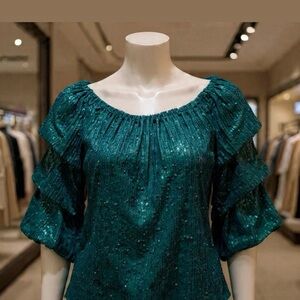 CECE GREEN SEQUIN TOP SIZE XL
